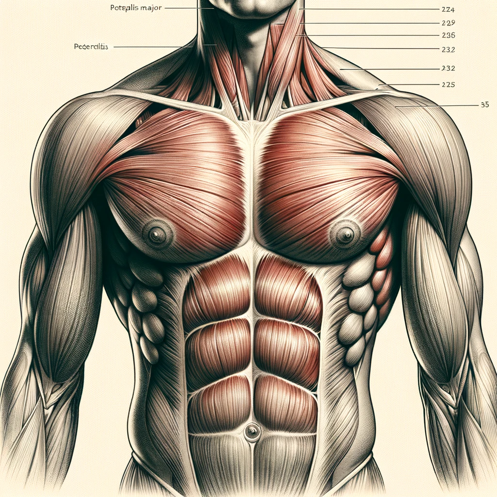 l'immagine illustrativa dei muscoli pettorali su un corpo umano.