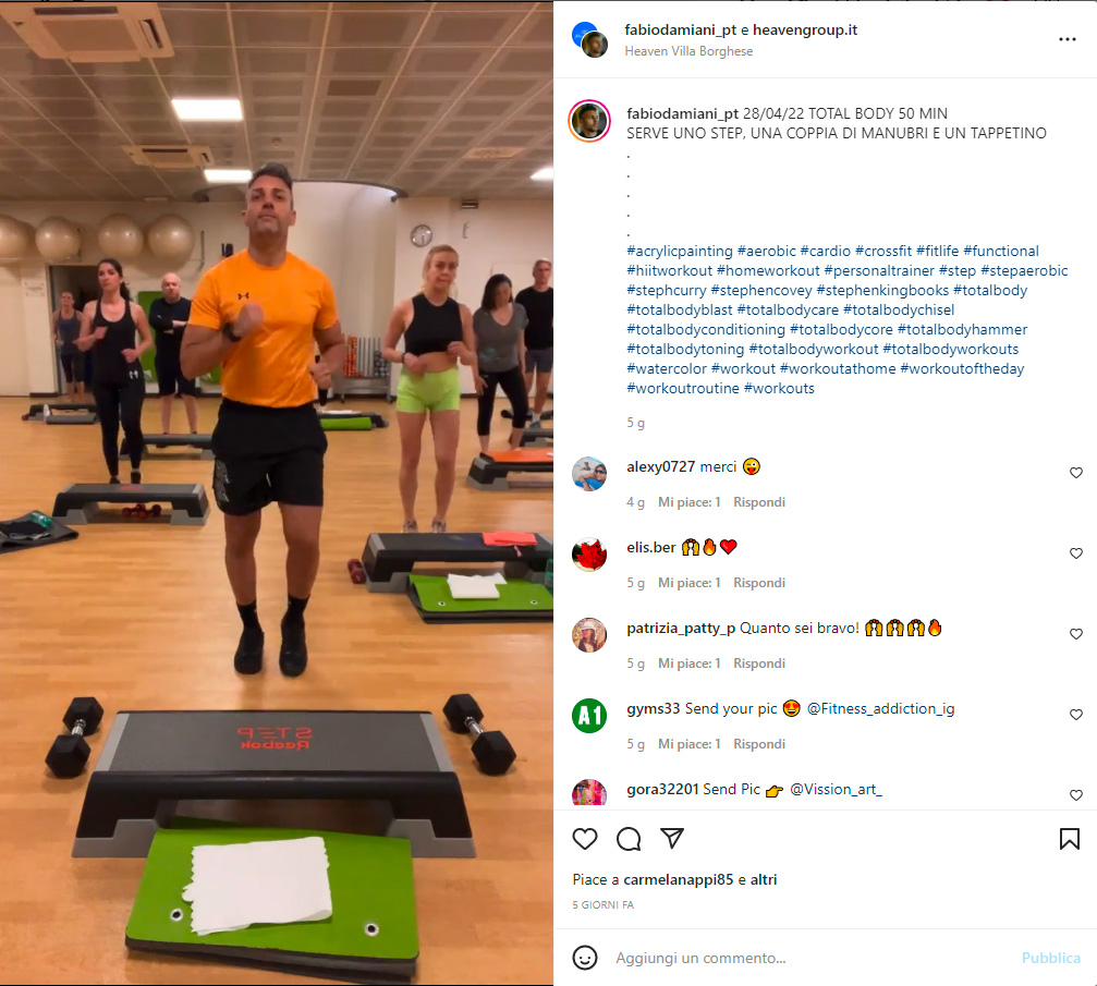 Lezioni di fitness con Fabio Damiani presso la palestra Haeven